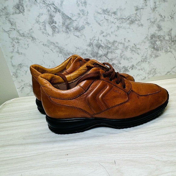 Geox Respira Men’s US 9 Symbol Man cognac brown cotto leather stylish shoes - Picture 2 of 7